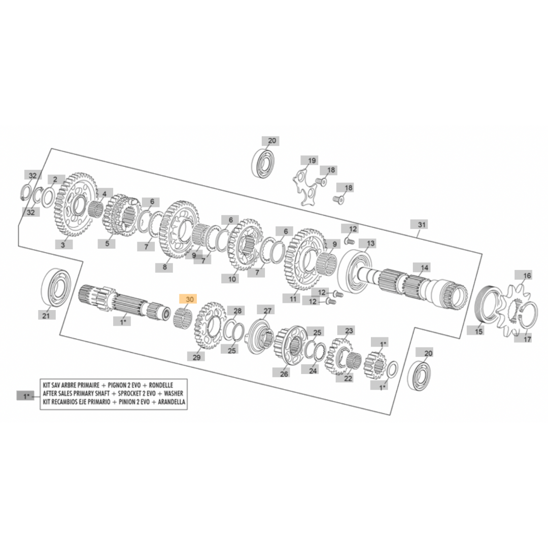 Sherco Gearbox Clutch Shaft Needle Bearing (2023-2025)