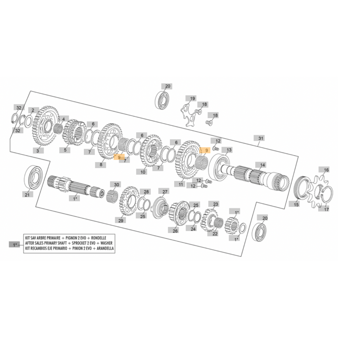 Sherco Large Gearbox Needle Bearing (2023-2025)