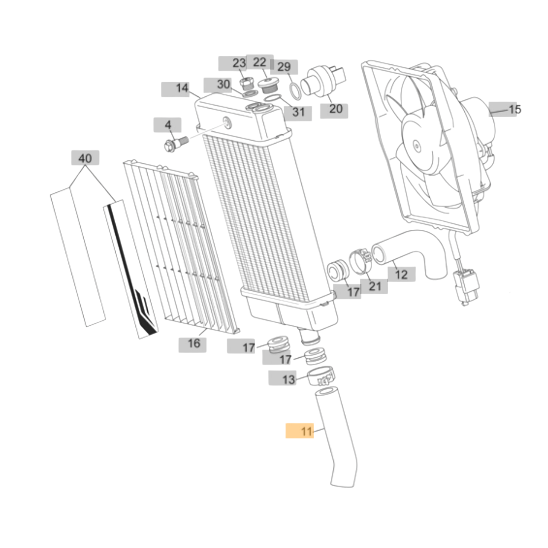 Sherco Crankcase to Radiator Coolant Hose (2011-2015)