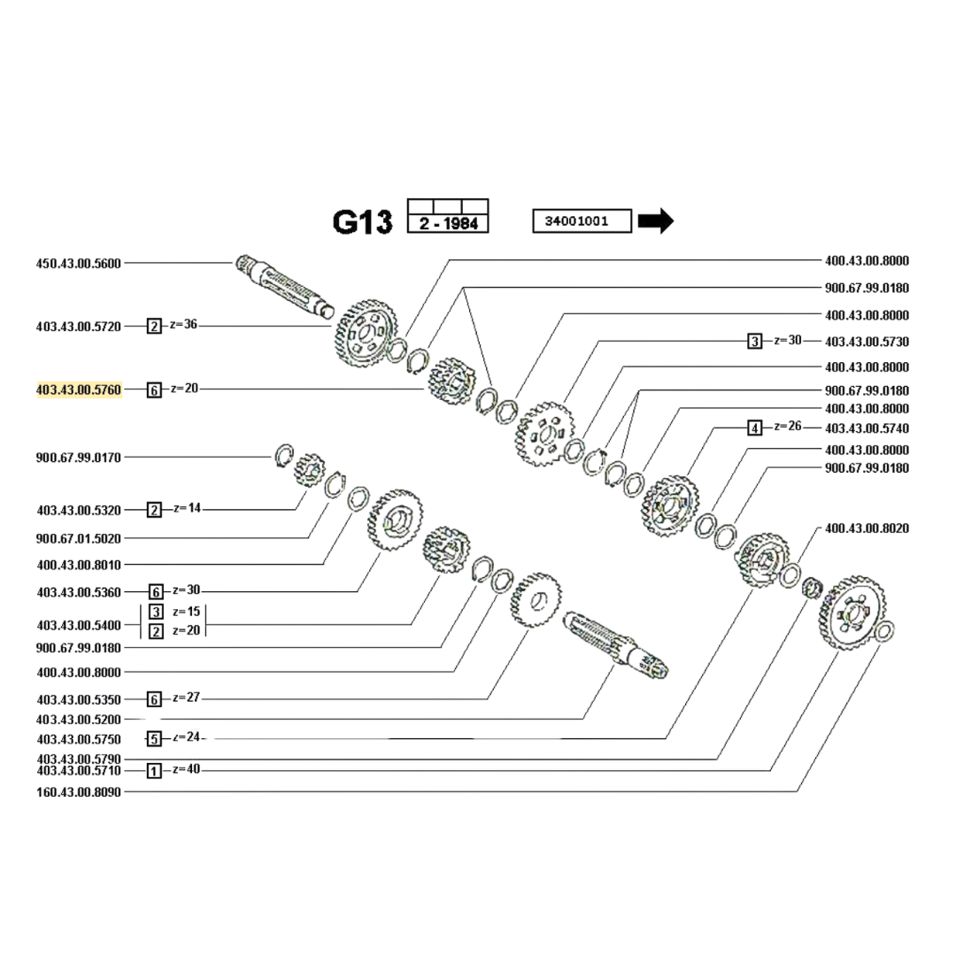 Fantic 6th Gear Cog 20T