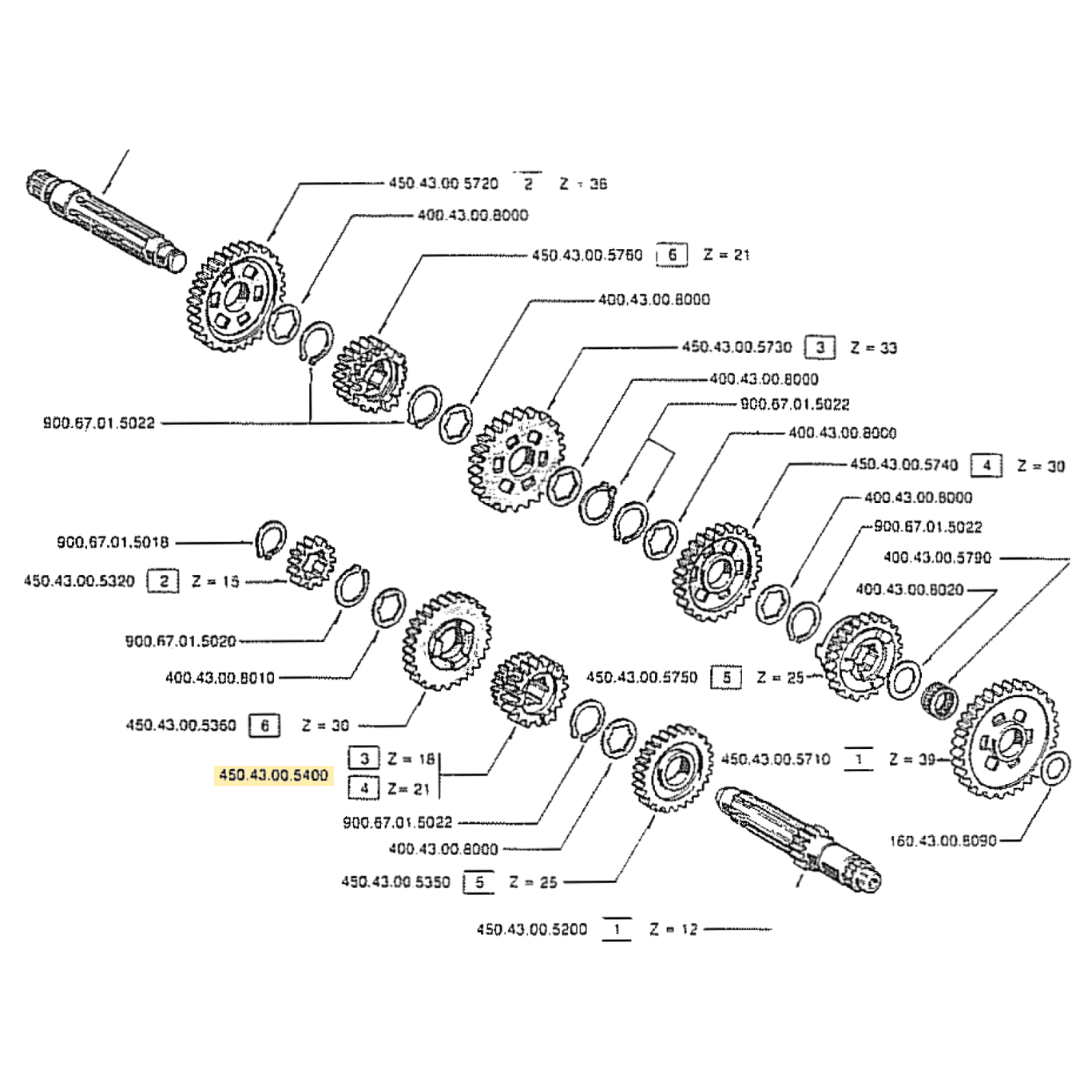 Fantic 240 3rd & 4th Gear Cog 18T & 21T