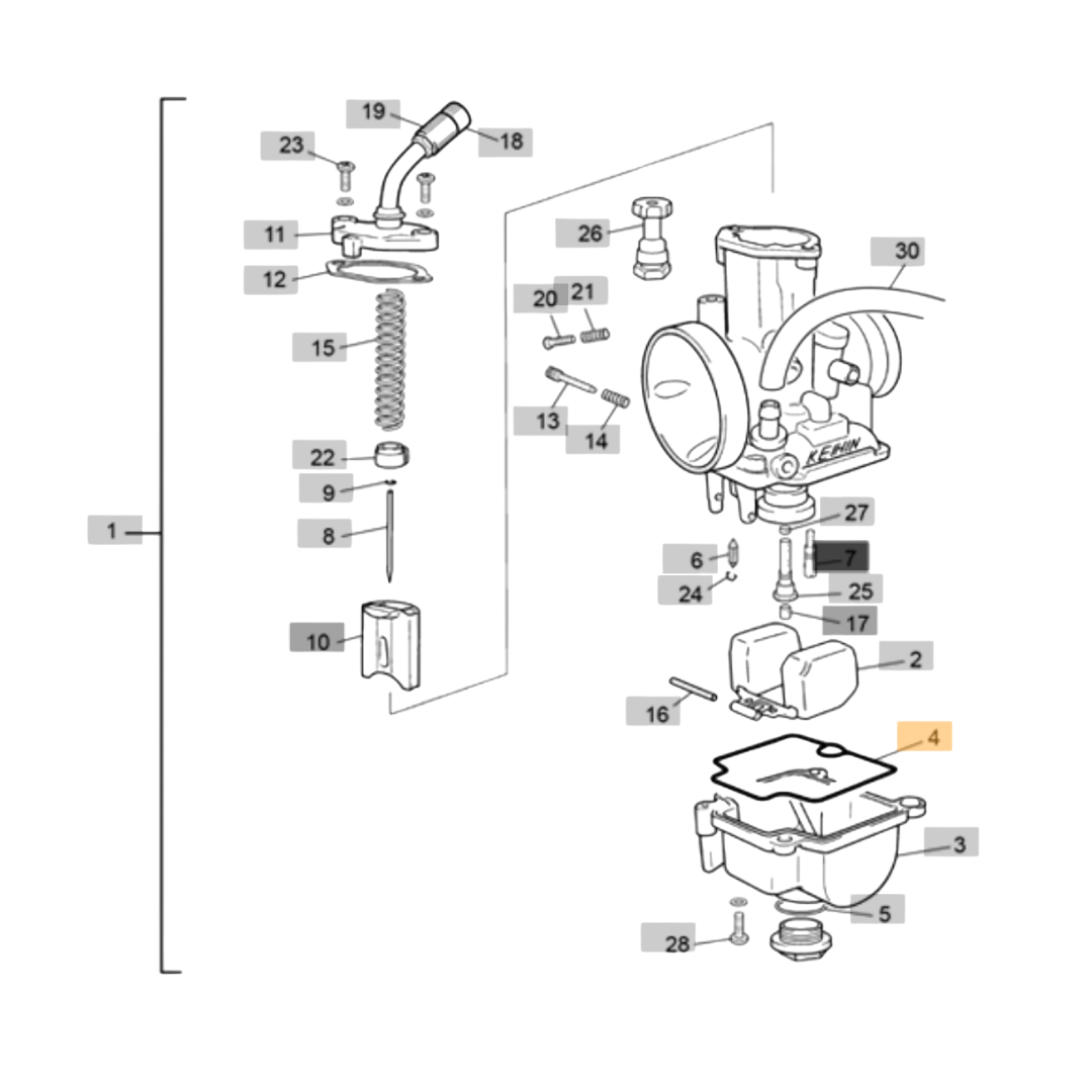 Keihin PWK28 Float Bowl Gasket