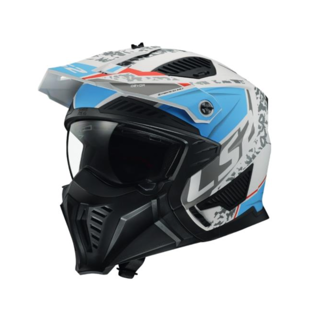 LS2 Drifter Devor Trials Helmet - White/Blue