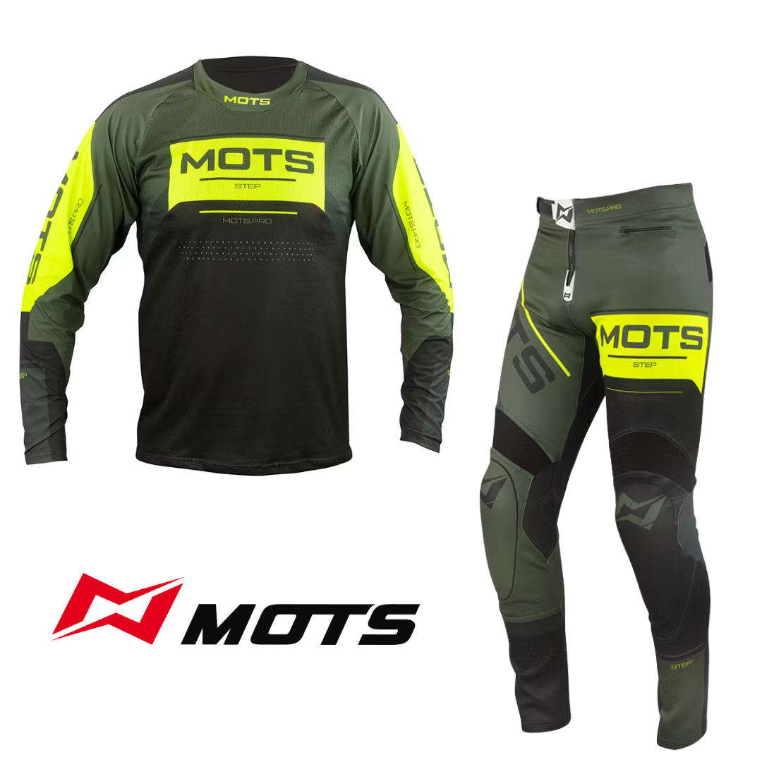 AUBERGE　MOTO38 Mots Step 8 Riding Top & Pants Set Green – AG Bikes