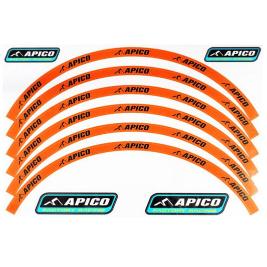Apico Rim Sticker Kit Front 21" & Rear 18" Orange