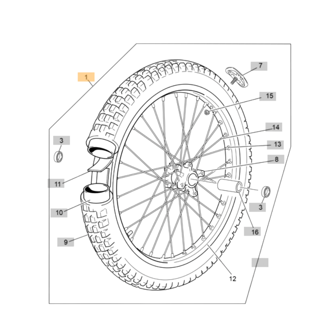 Sherco Front Wheel Assembly Red/Black