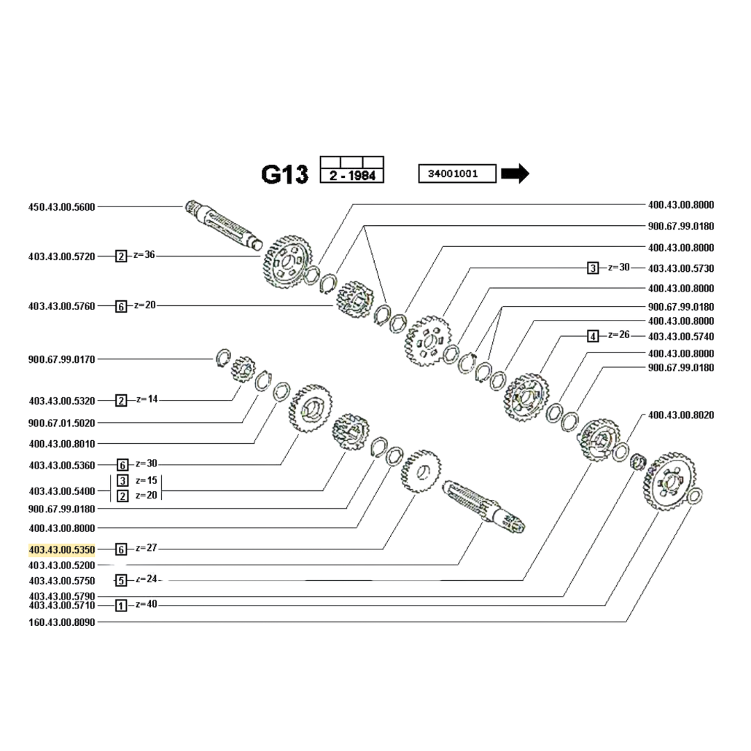 Fantic 6th Gear Cog 27T