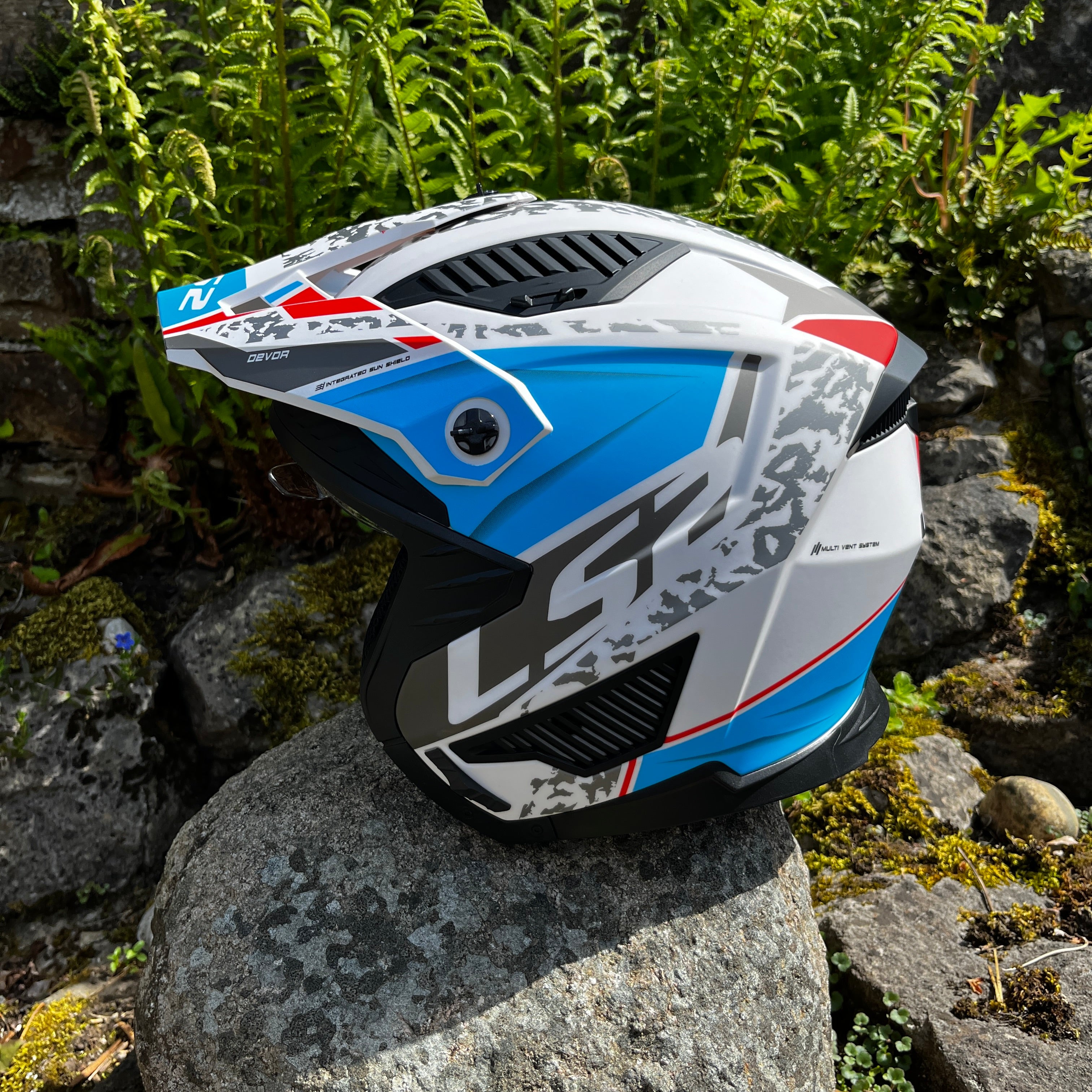 LS2 Drifter Devor Trials Helmet - White/Blue – AG Bikes