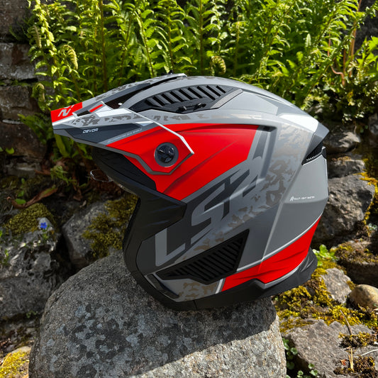 LS2 Drifter Devor Trials Helmet Titanium/Red