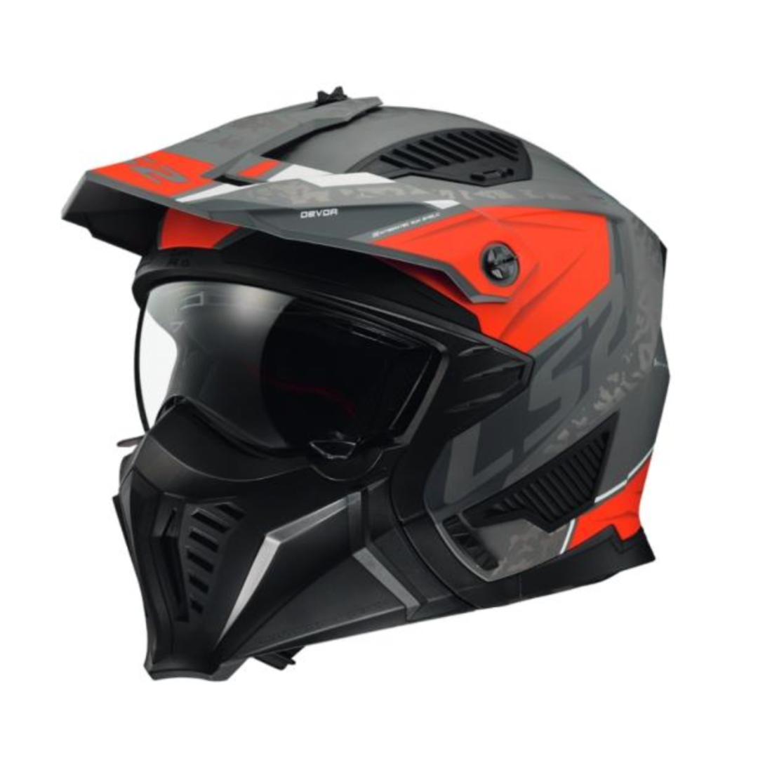 LS2 Drifter Devor Trials Helmet Titanium/Red