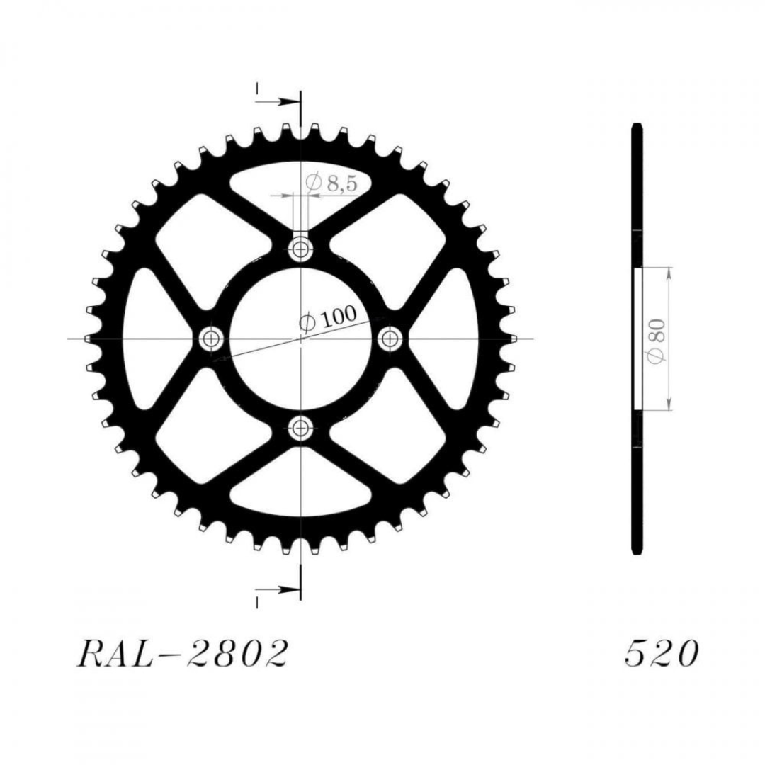 Supersprox 42T Aluminium Trials Rear Sprocket Black