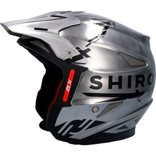 Shiro K12 Superlight Pro TR-1 Trials Helmet Chrome Silver